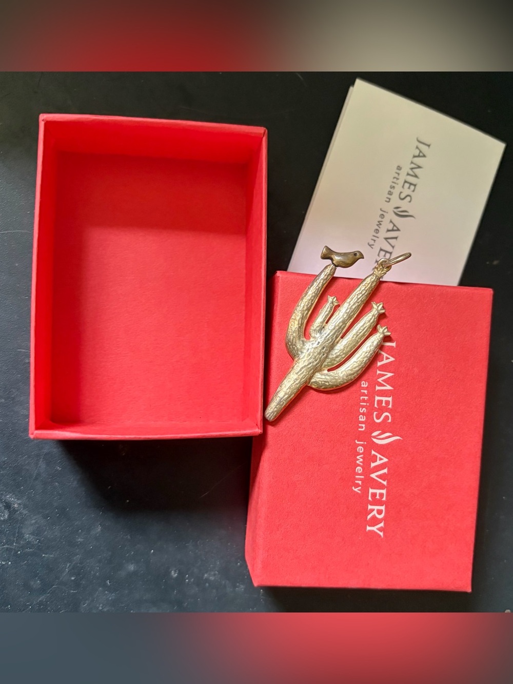 Retired James Avery Gold and Sterling  Cactus Pendant